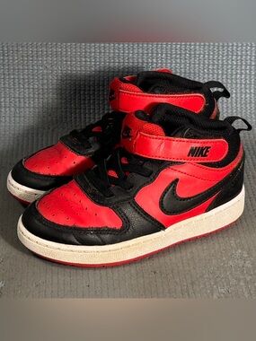 Nike Court Borough Mid 2 Red Black Sneakers Toddler Size 9C